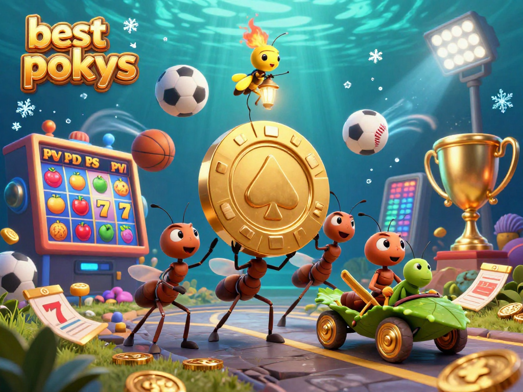 Experience the excitement of best online pokies with a 3D animated heist of ants and vibrant slot symbols.