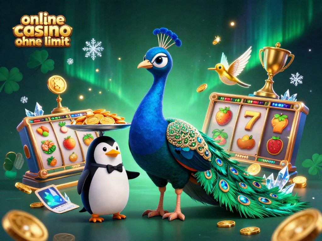 Engage in exciting gameplay at an online casino ohne limit, featuring vivid illustrations of animated characters and elements.