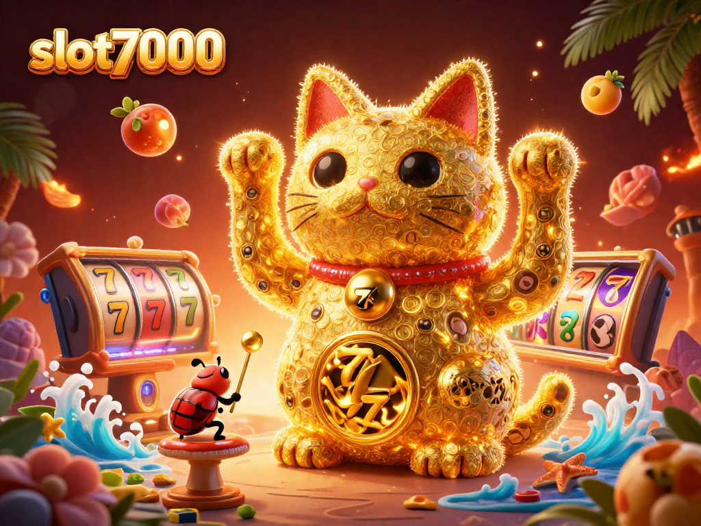 Slot7000 menghadirkan suasana bermain yang menakjubkan dengan simbol slot dan jackpot yang bersinar.