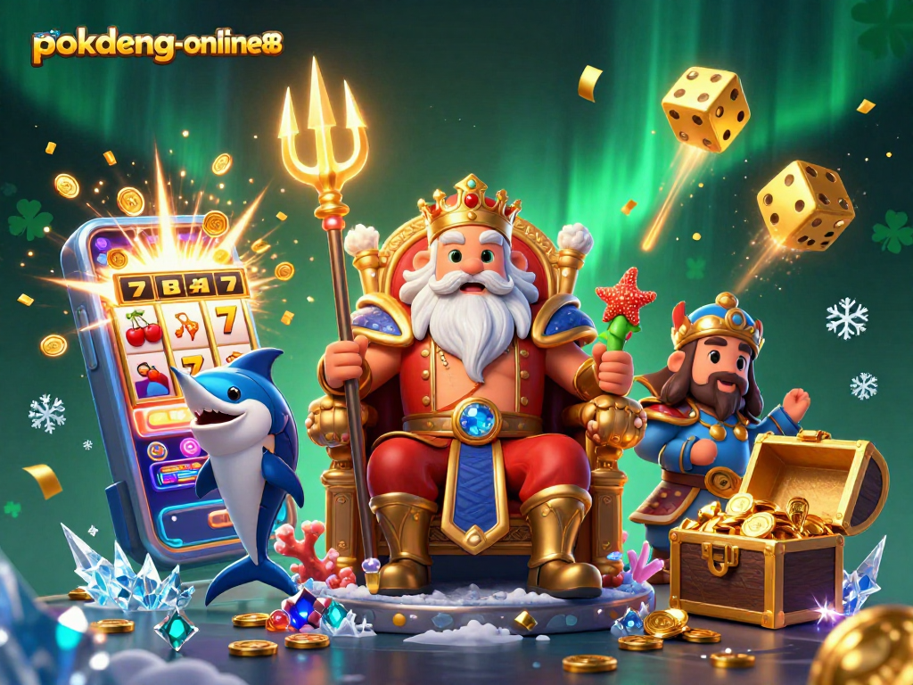 Join the action at pokdeng-online88 with Neptune and friends celebrating a jackpot explosion!