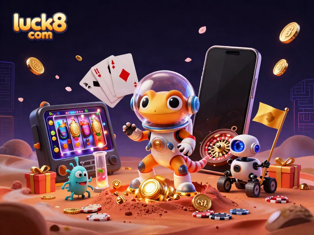 Experience excitement at luck8 com with a Martian gecko discovering a golden casino!