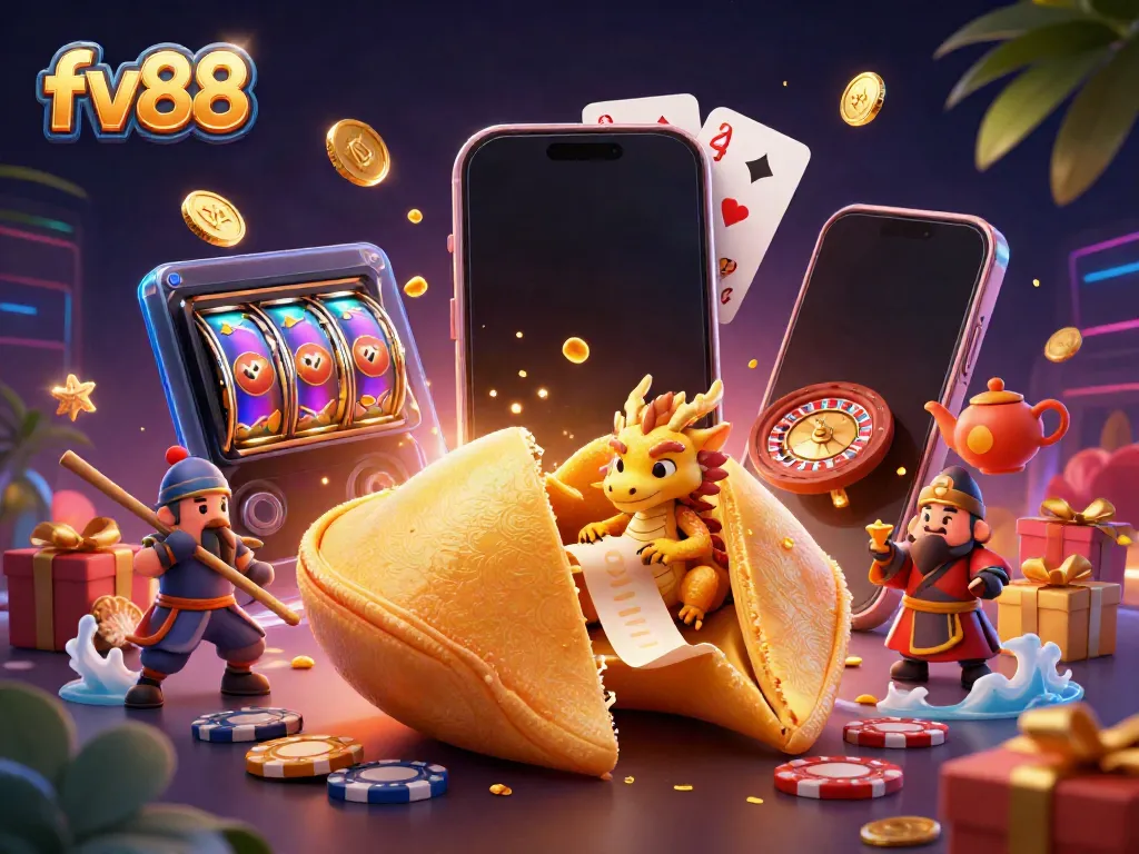 Experience the excitement of fv88 with dynamic casino elements and characters in a vibrant 3D scene.