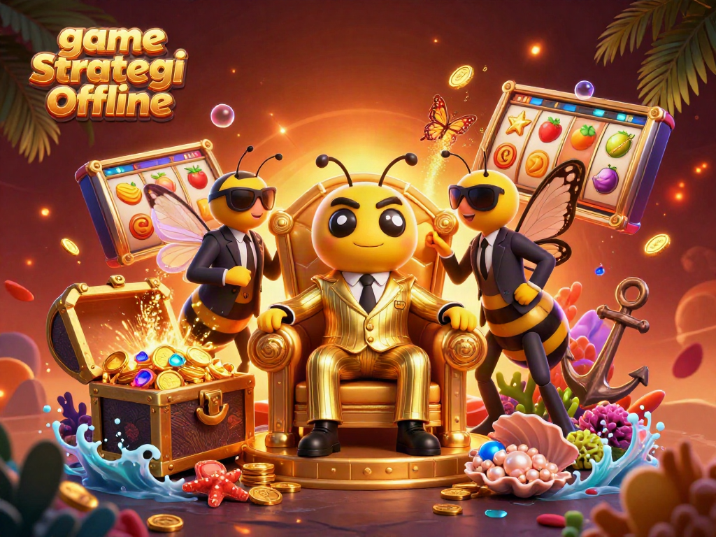 Permainan strategi offline yang penuh warna dengan karakter lebah dan elemen slot yang menarik.