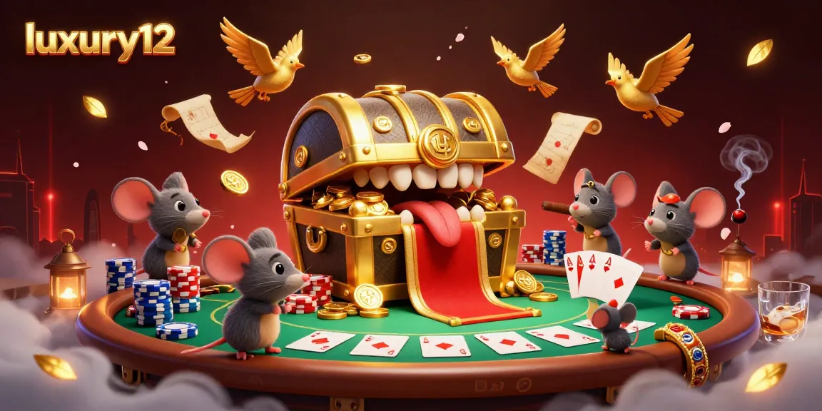 Permainan poker yang menyenangkan dengan luxury12, menampilkan tumpukan chip dan tangan empat as.