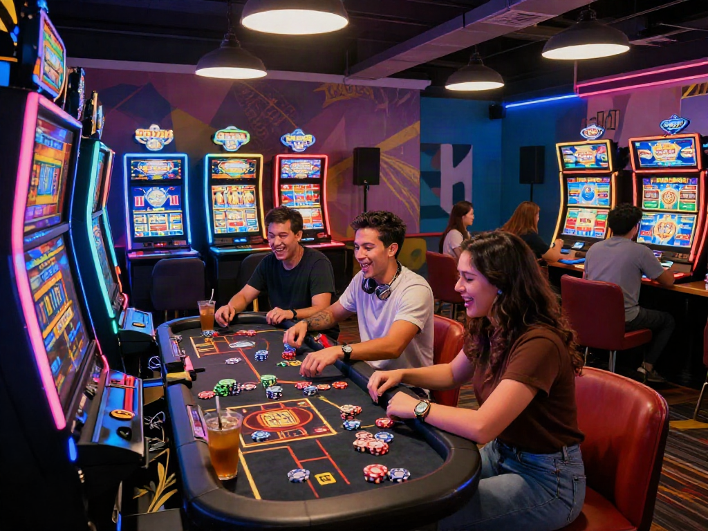 Engaging slot gacor hari ini gaming experience with friends in a vibrant casino atmosphere.