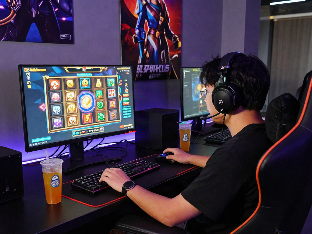 Experience thrilling online gambling with slot depo 5k in a vibrant gaming environment featuring colorful graphics and high-tech gear.