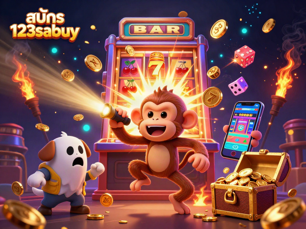 Engage in winning strategies with สมัคร 123sabuy at a dynamic casino with a juggler monkey and ghost-hunter puppy.