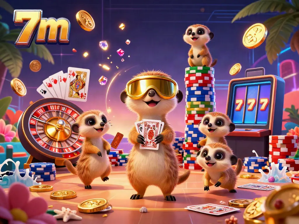 The 7m meerkat casino scene showcases a lively operation with dynamic characters and vibrant game elements.