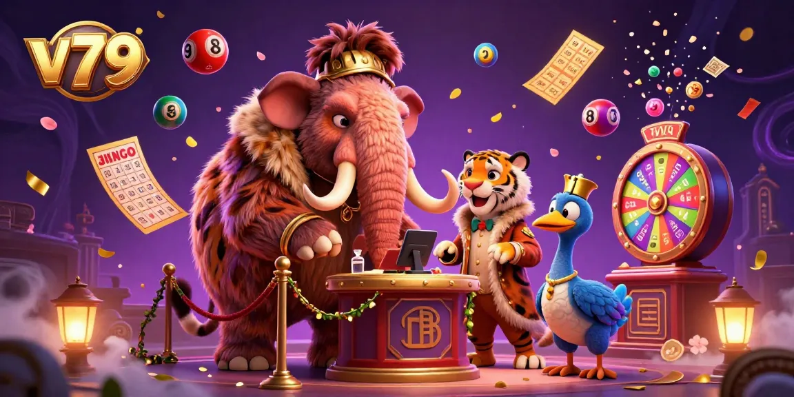 Experience the vibrant energy of v79 with engaging characters and exciting lottery elements in a casino atmosphere.