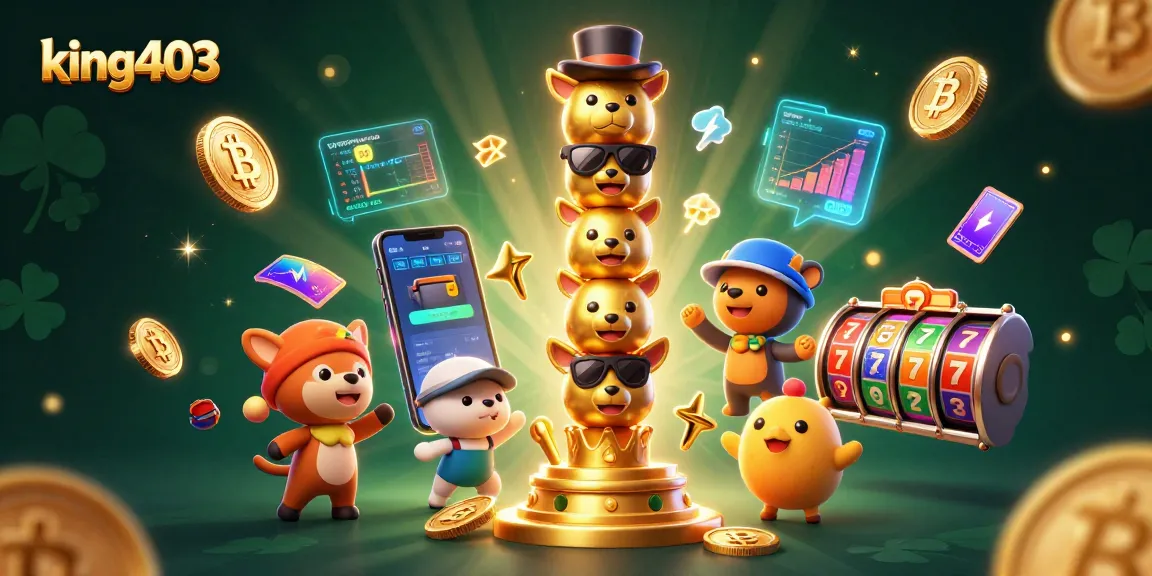 Spread your luck at king403's casino with vibrant slot reels and dazzling golden totem magic.