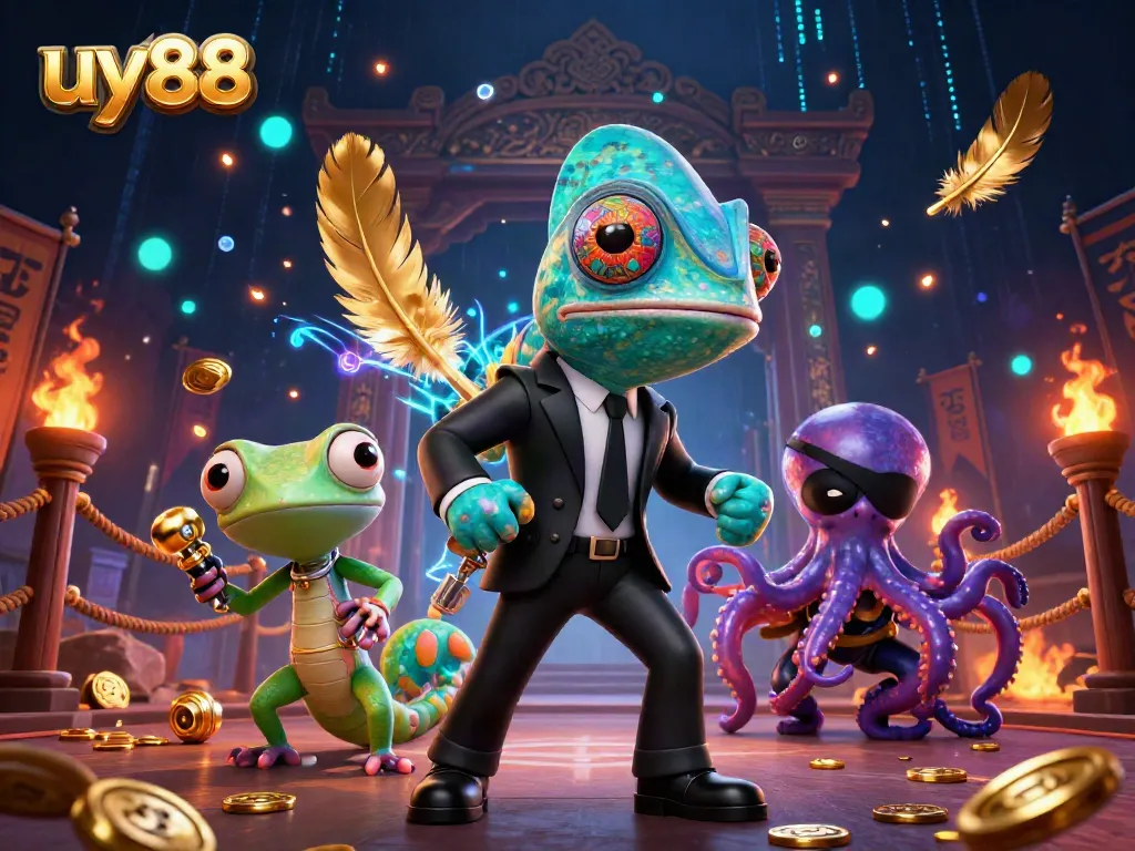 Engage with uy88's thrilling casino action through our vibrant 3D illustration featuring dynamic gaming elements.