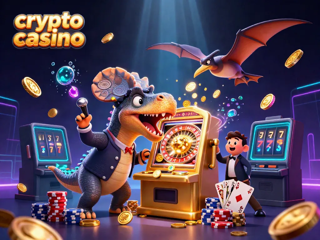 Experience the thrilling action at the crypto casino, showcasing vibrant characters and jackpot excitement.