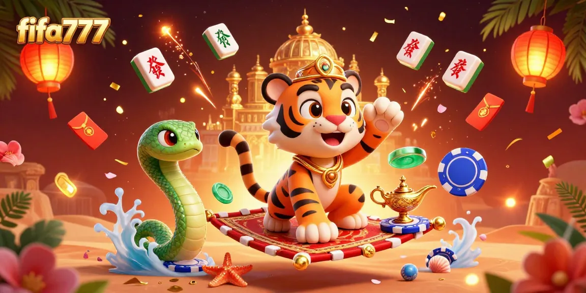 Experience thrilling betting action with fifa777, featuring a dynamic casino scene full of 3D characters and game elements.
