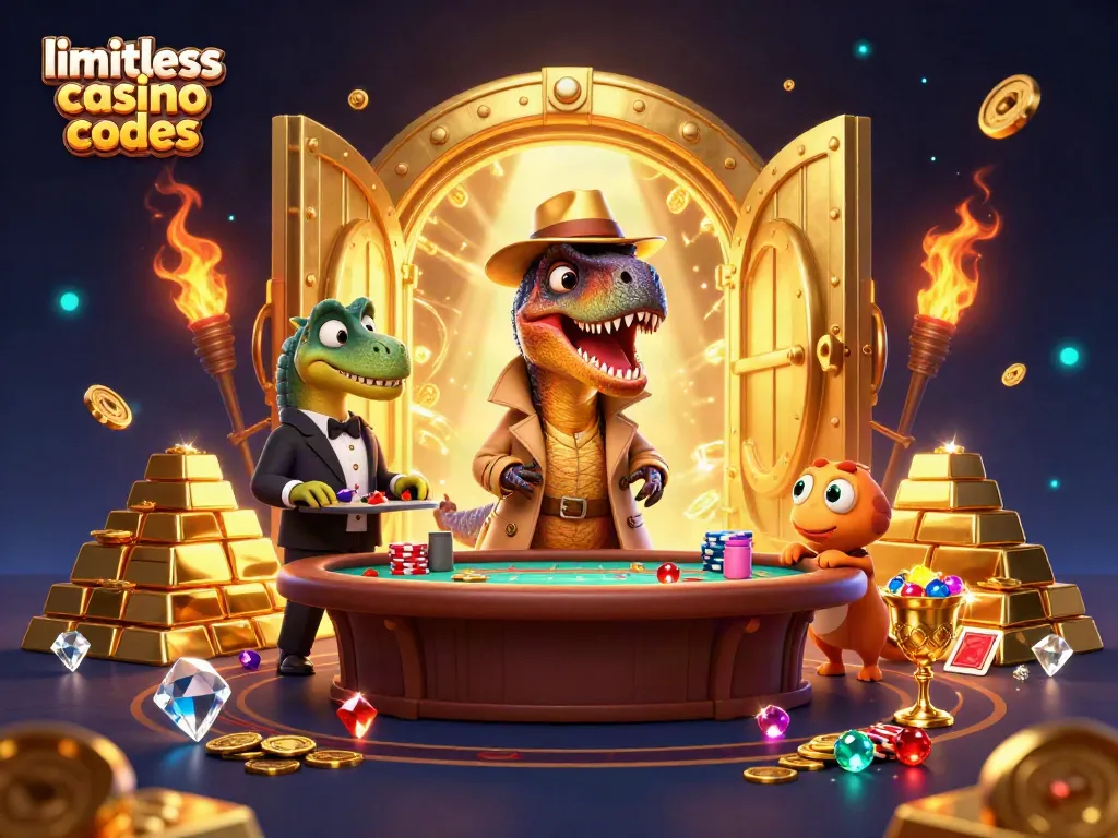 Engaging scene showcasing limitless casino bonus codes with playful characters at a blackjack table.