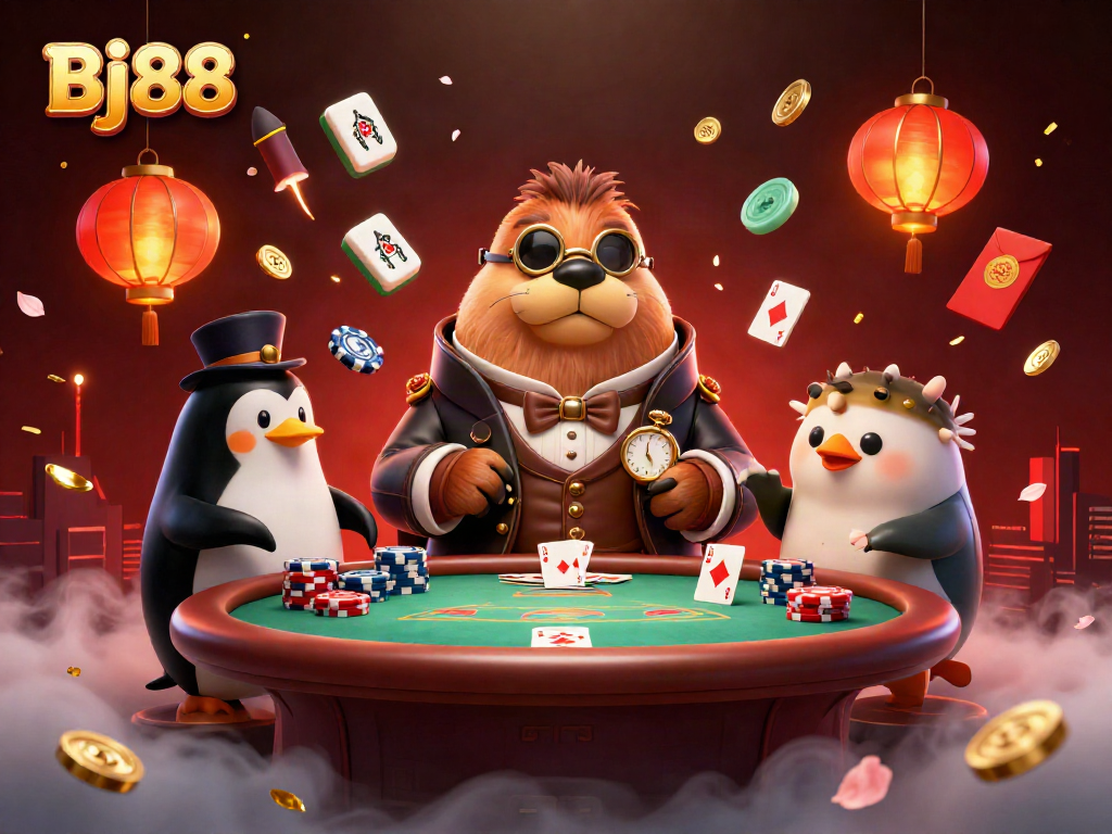 Experience thrilling poker action with Bj88 featuring a jolly walrus, a penguin dealer, and a bluffing pufferfish.